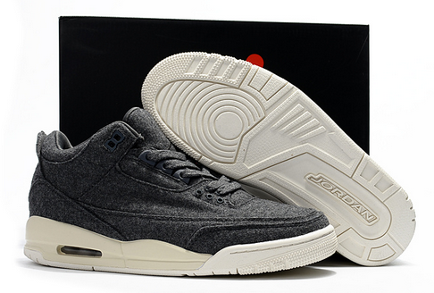 Air Jordan 3 Wool Dark Grey Sail Basketball Shoes - Click Image to Close